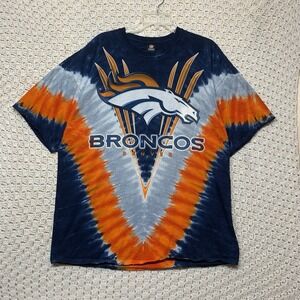 Vintage Denver Broncos‎ Shirt Size 2XL NFL Tie Die Y2K NFL Football Blue Orange
